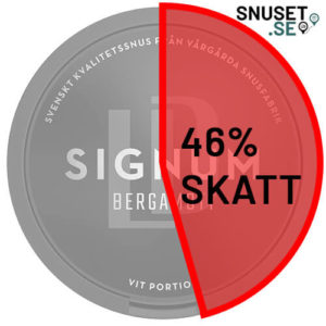 Snusskatt, LD Signum Bergamott White Portionssnus 46 procent skatt.