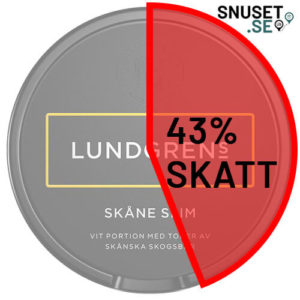 Snusskatt, Lundgrens Skåne Slim 43 procent skatt.