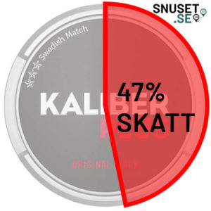 Snusskatt, kaliber Plus Portion 47 procent skatt.