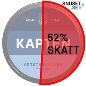 Snusskatt, Kapten Original Stark Portion 52 procent skatt.