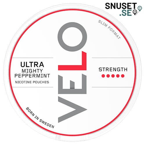 Velo Mighty Peppermint Ultra Stark tidigare design och dosa