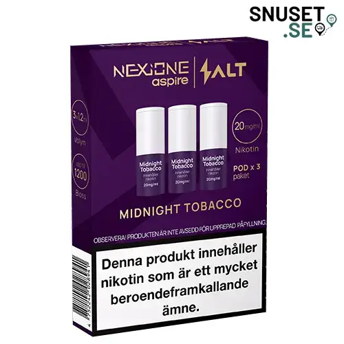 Nexione Aspire Salt Midnight Tobacco 20mg Pod 3-pack