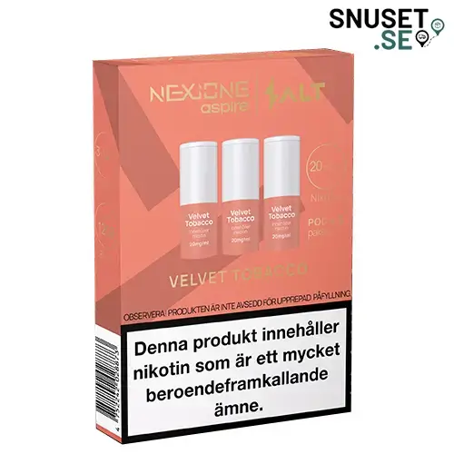 Nexione Aspire Salt Velvet Tobacco 20mg Pod 3-pack