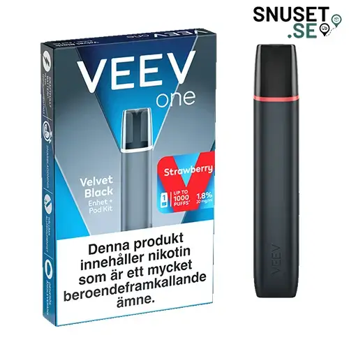 Veev One Velvet Black Device + Pod Strawberry 1000 20mg